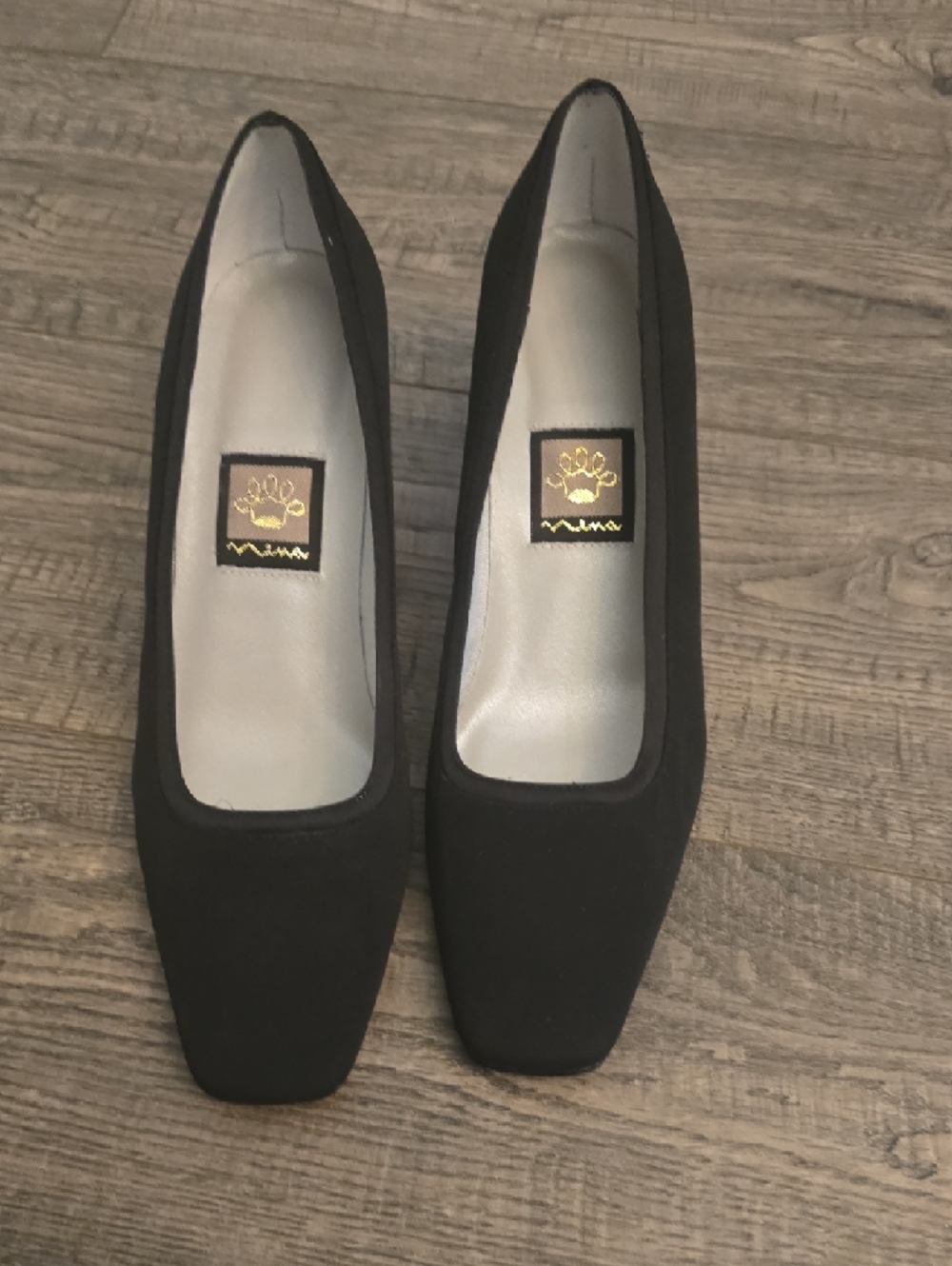 Nina Black Square-Toe Pumps - Picture 6 of 7